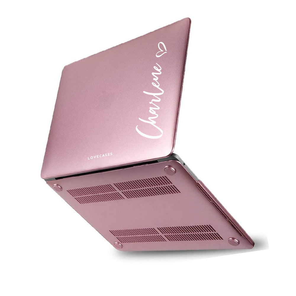 Personalised White Script Rose Gold MacBook Case