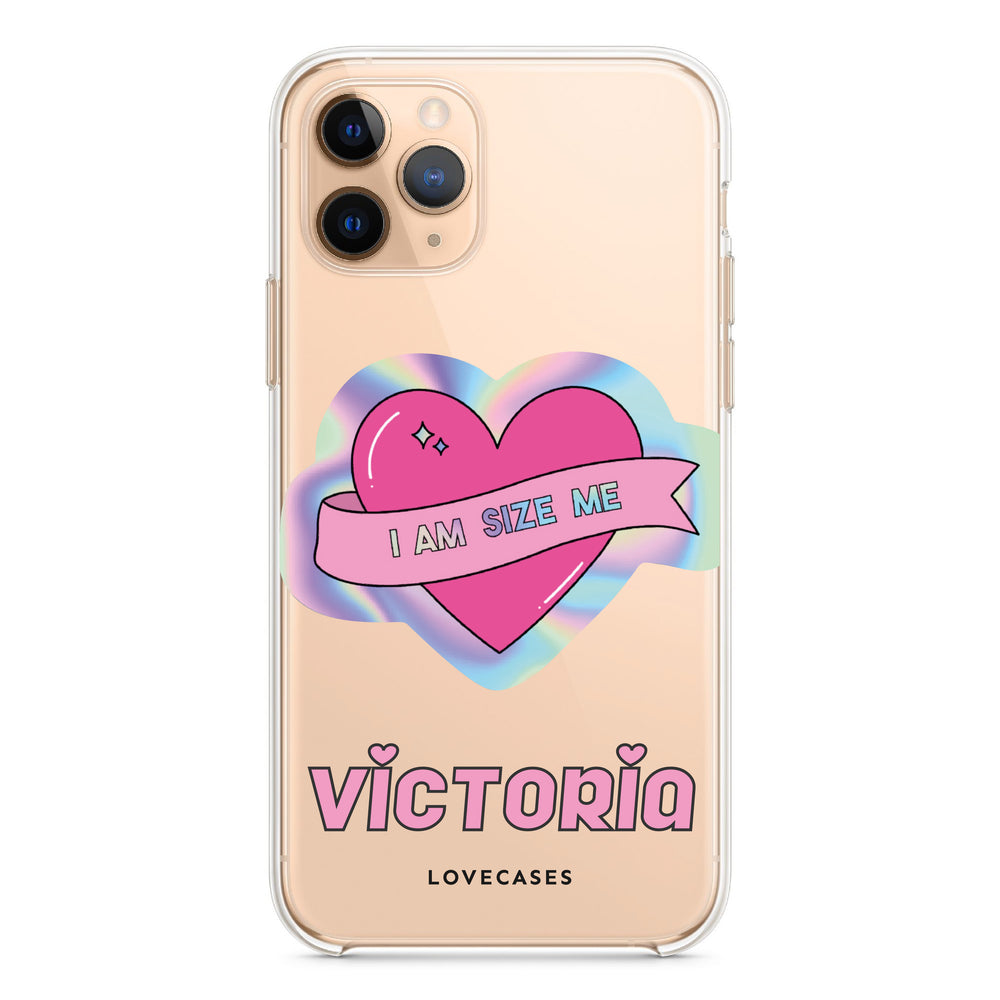 
            
                Load image into Gallery viewer, Personalised Holographic #IAMSIZEME Heart Phone Case
            
        