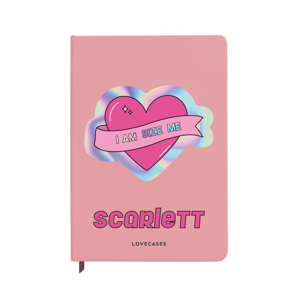 Personalised Holographic #IAMSIZEME Heart Pink Notebook