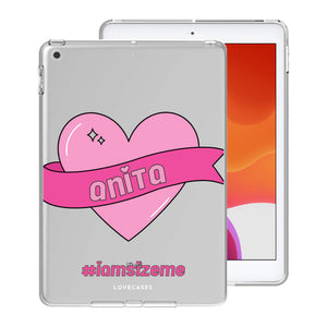 
            
                Load image into Gallery viewer, Personalised #IAMSIZEME Heart iPad Case
            
        