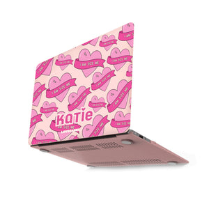 Personalised #IAMSIZEME Heart Pattern Matte Pink MacBook Case