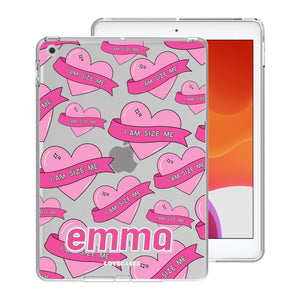 
            
                Load image into Gallery viewer, Personalised #IAMSIZEME Heart Pattern iPad Case
            
        