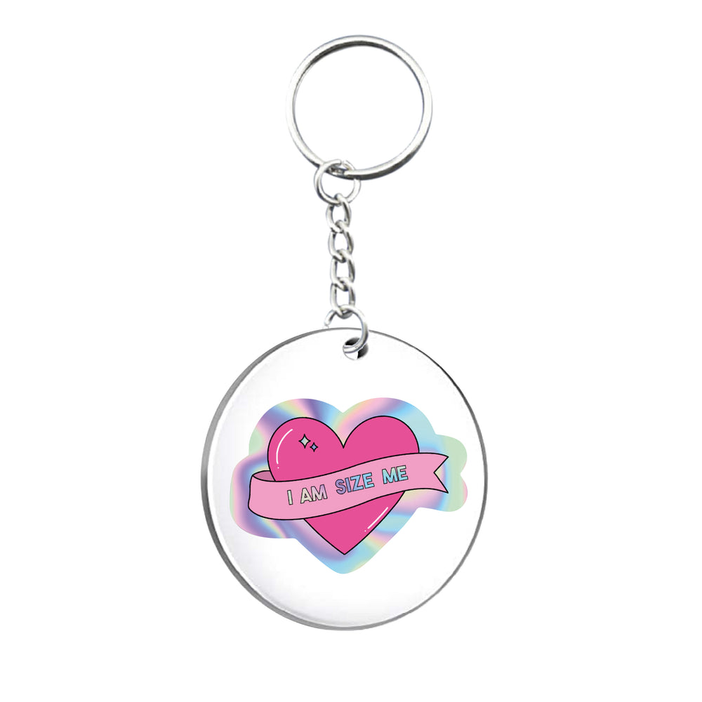 Holographic #IAMSIZEME Circle Keyring