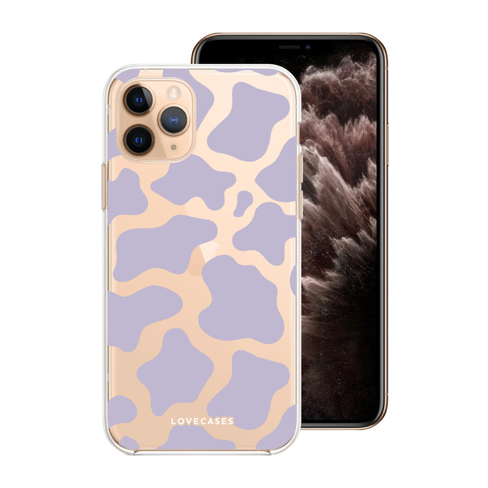 Pastel Purple Cow Print Phone Case