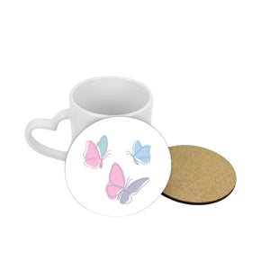 Pastel Butterflies Circle Coaster