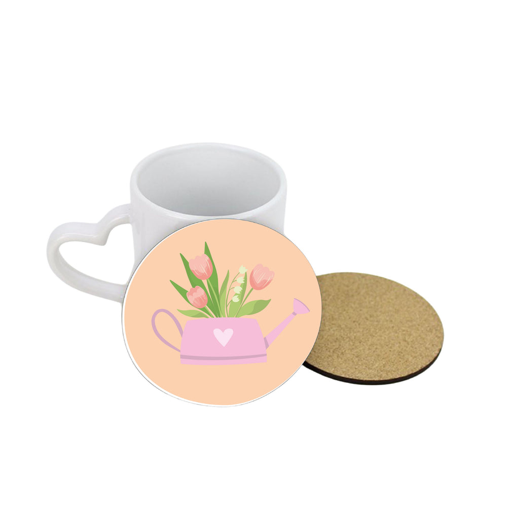 Pink Watering Can Circle Coaster