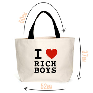 I Love Rich Boys Slogan Tote
