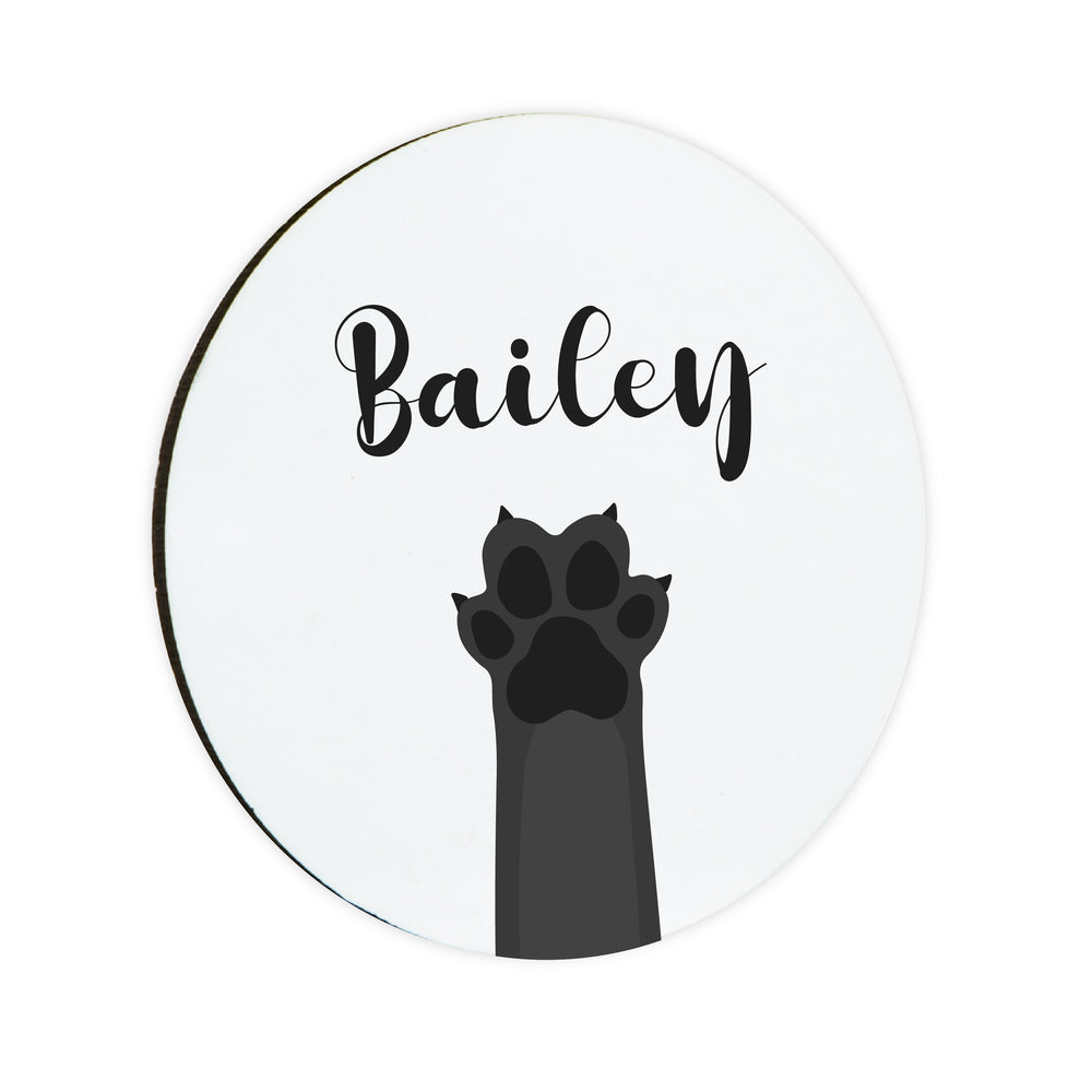 Personalised Black Paw Circle Coaster