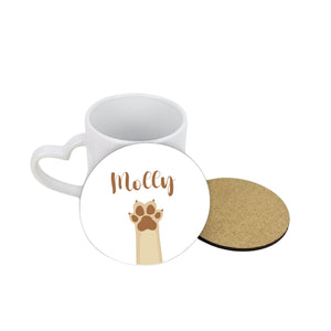 Personalised Gold Paw Circle Coaster