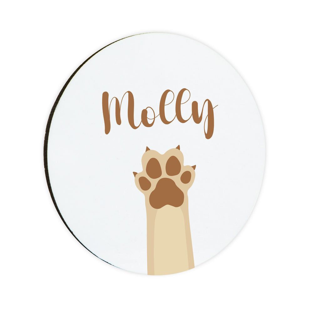 Personalised Gold Paw Circle Coaster