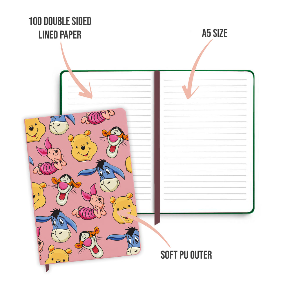 
            
                Load image into Gallery viewer, Colourful Winnie &amp;amp; Friends Pink Notebook
            
        
