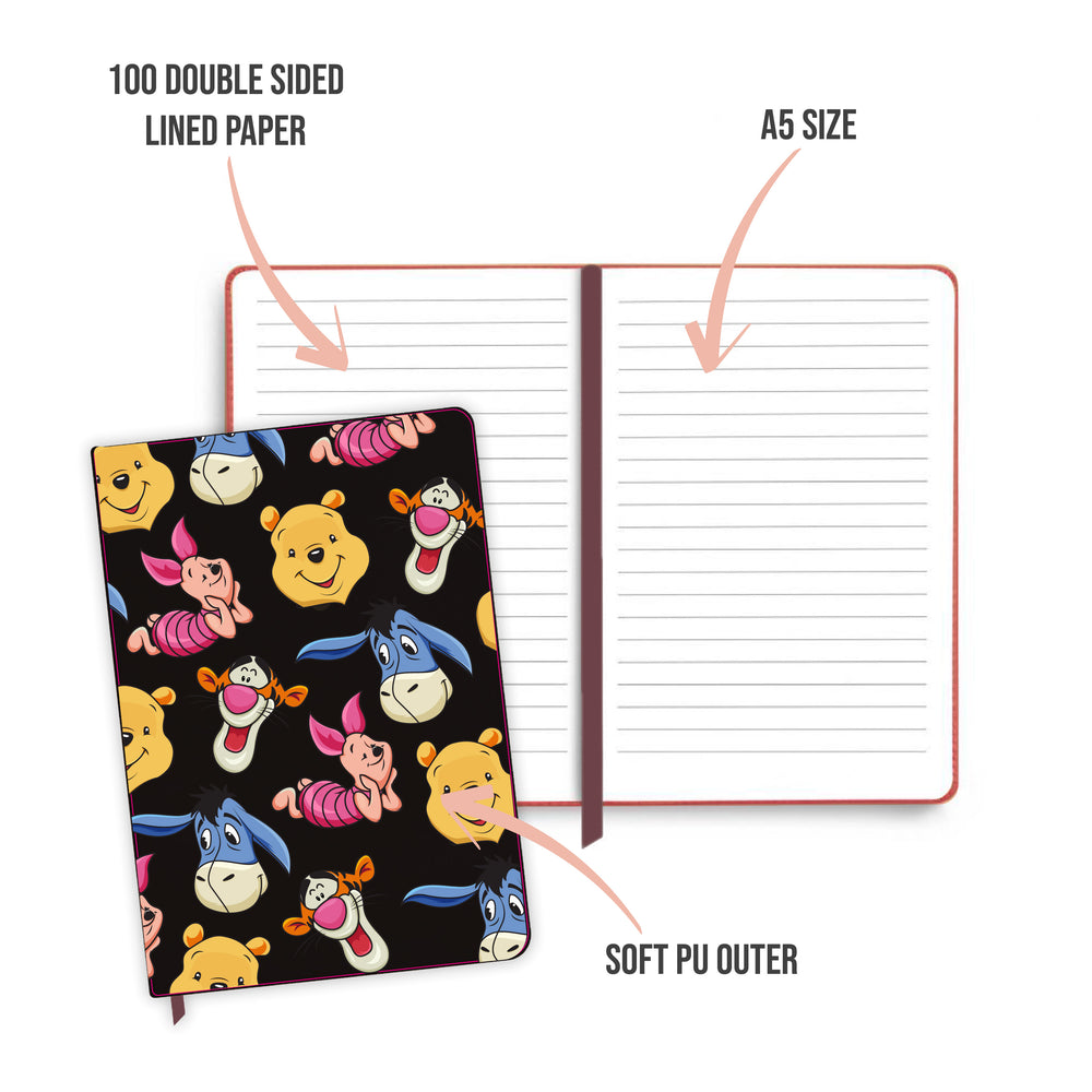 Colourful Winnie & Friends Black Notebook