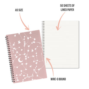 White Stars & Moons Notebook
