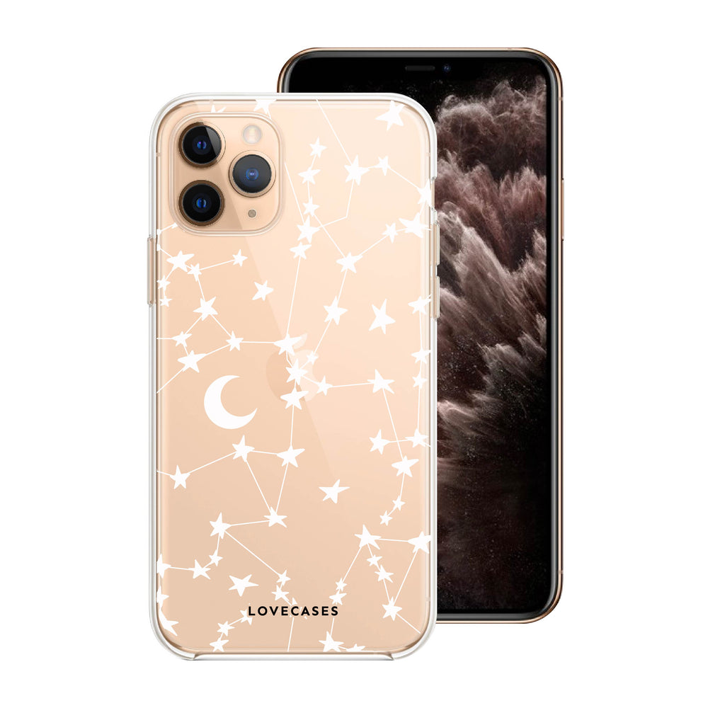 Lovecases White Stars & Moons Glitter Case - For iPhone 15 Pro